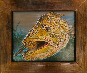 16 x 24" Acrylic on Canvas. This is framed on a custom, weather aged, varnished wood. $260