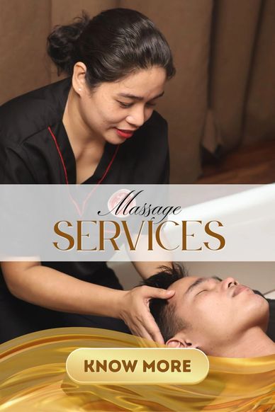 A woman giving a relaxing head massage to a man.
