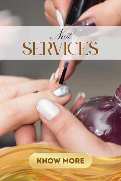 Close-up of a silver nail polish application on a fingernail.