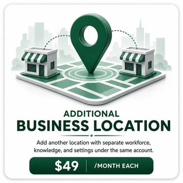 Additional business location add-on with separate AI workforce and settings