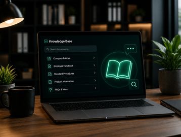 Laptop displaying a digital knowledge base interface.