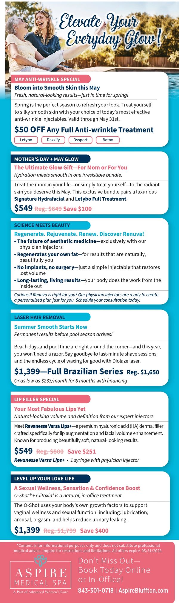 ASPIRE MEDICAL SPA MAY SPECIALS