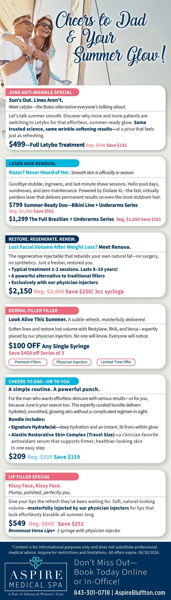Aspire Medical Spa June 2026 promotions for the Summer Glow.