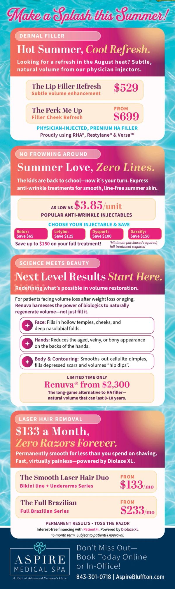 August 2026 Monthly Specials of Botox, Dysport, Daxxify, Letybo , Laser Hair Removal special on a sw