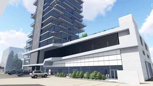 This view is looking south west from the lane off Cedar Avenue, Kelowna