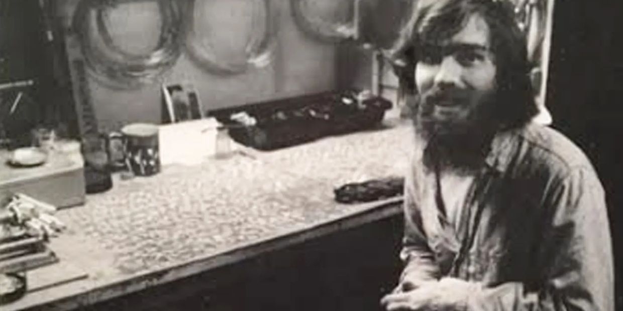 From the archives of James Russell. Ron Cravens at the workbench at James Russell Silversmith Edgart