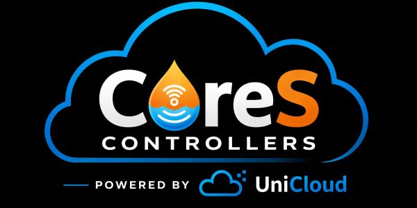 CoreS Controllers logo powered by UniCloud with cloud design.