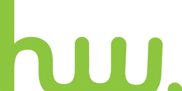 Green lowercase letters forming 'huw.' on a white background.