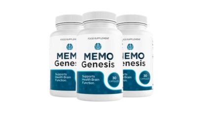 Bottles of MEMO Genesis brain health supplement.