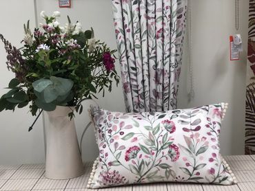 Matching Floral Cushion and Curtain