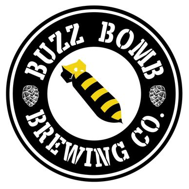 Buzz Bomb Logo in Black, White, and Yellow.