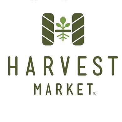Harvest Market logo, featuring two rectangles and a growing plant between them.