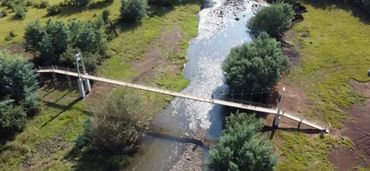 Pedestrian bridges built near the Maluti mountains in South Africa.