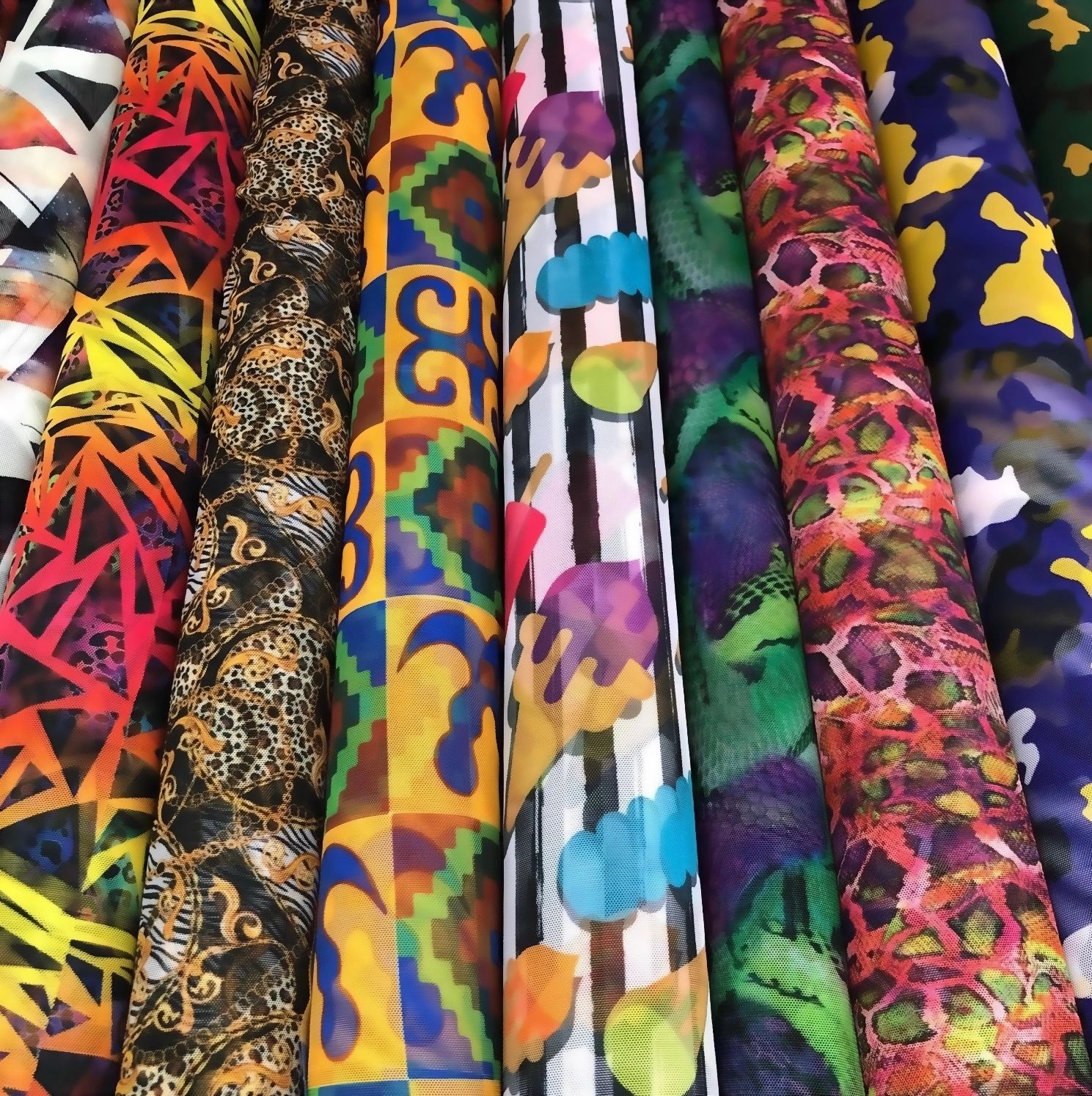 Colorful printed mesh fabric