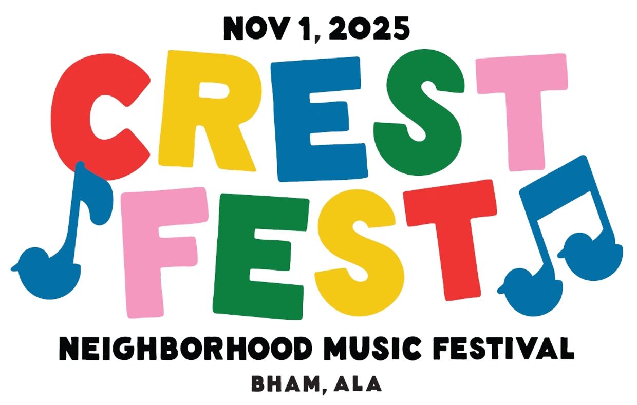 Colorful Crest Fest music festival logo for Nov 1, 2025 in Birmingham, Alabama.