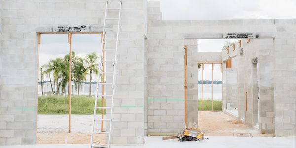 large custom home in masonry stage