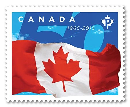 Canada Post stamp celebrating the 50th Anniversary of the Canadian Flag (2015)