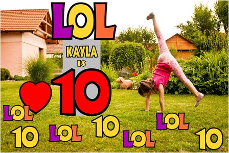 Child is celebrating a birthday sign display an a lawn