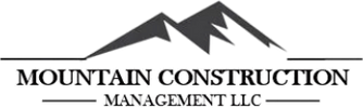 Logo with mountain peaks and company name Mountain Construction Management LLC.