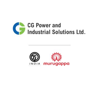 Logos of CG Power and Industrial Solutions Ltd., Tube Investments of India, and Murugappa Group.