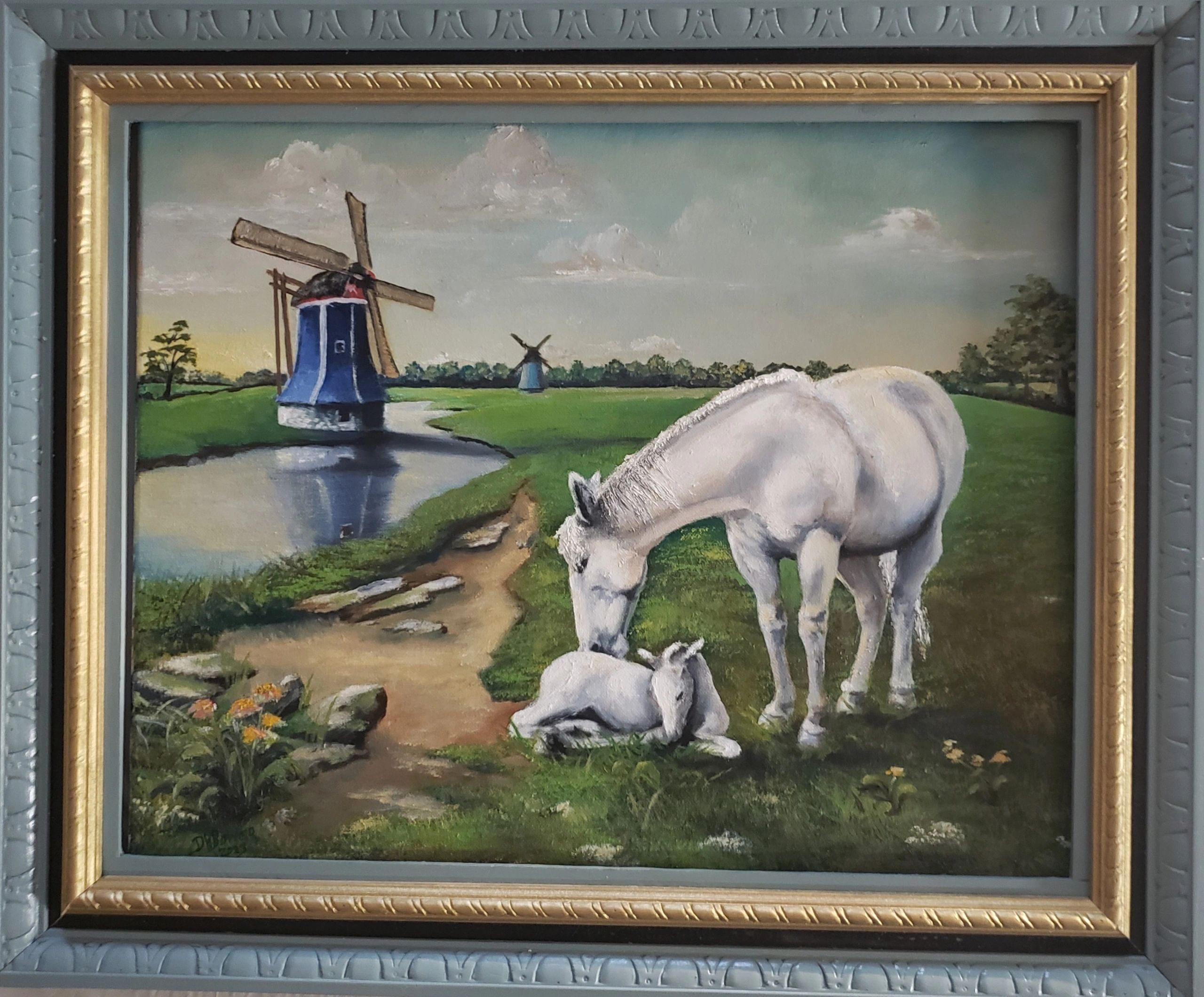 White horse with foal