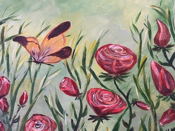 Butterfly and Roses