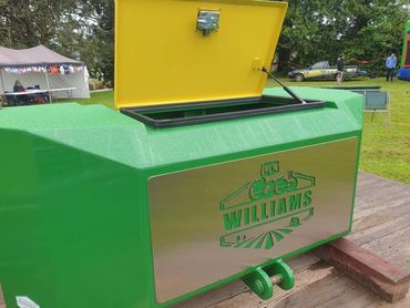 Tractor wights with storage area.