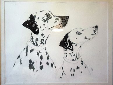 'Rocky and Pebbles '  Ink on paper  22 "x 26"