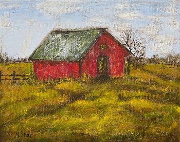American Barn, Americana, red barn, farm, landscape, barn painting, pasture 