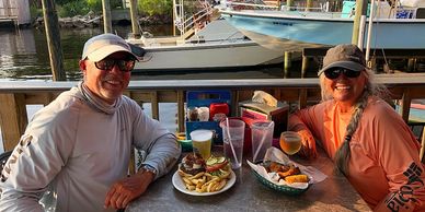 Captain Daniel and Melissa having dinner at Bayou Joe's