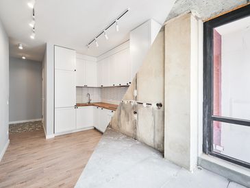 Comparison of kitchen room before and after renovation