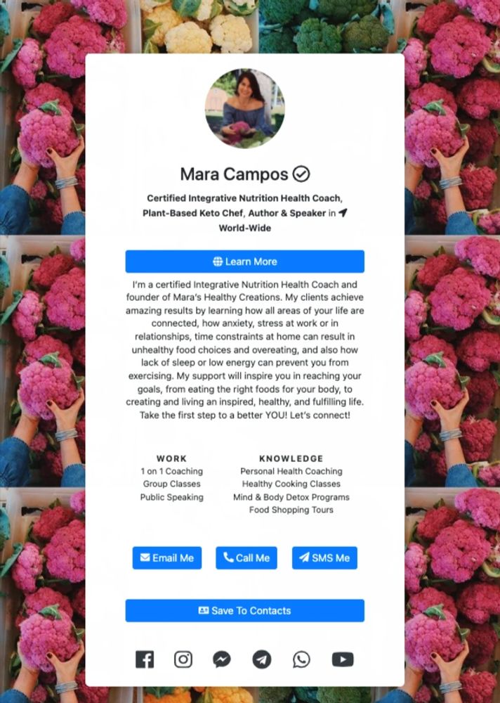 Mara Campo's Digital Business card example