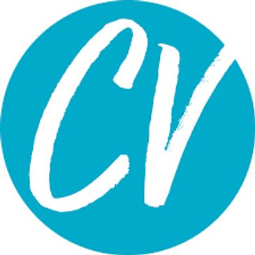 Blue circular logo with white 'CV' letters.