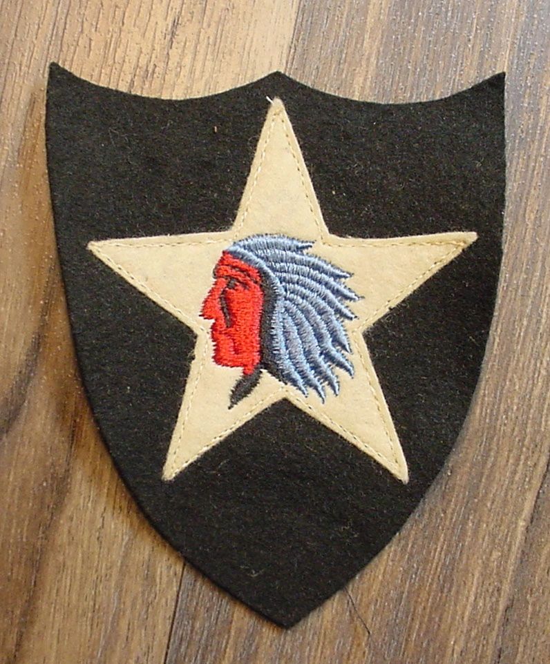 2ND DIVISION INDIAN HEAD PATCH ON WOOL Item 2177