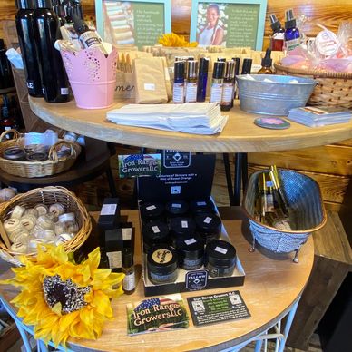 Photo of gift and locally made products like lip balms, lotions, soaps, etc.