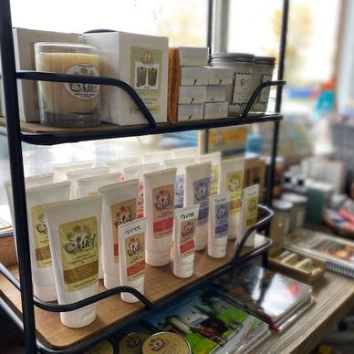 Display of natural lotions and soaps available at F & D Meats in Virginia MN