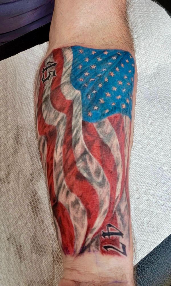 Flag tattoo coverup
