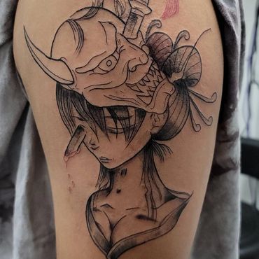 oni mask tattoo