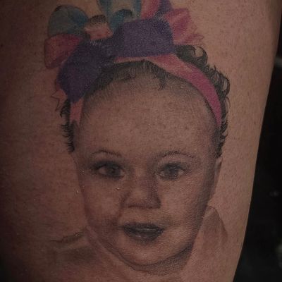 Baby portrait tattoo