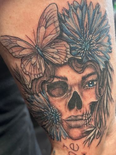 Mayhem Skull tattoo