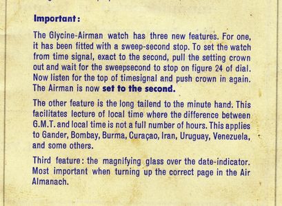 Vintage Glycine Airman User Manual,Vintage Glycine Watches,Glycintennial