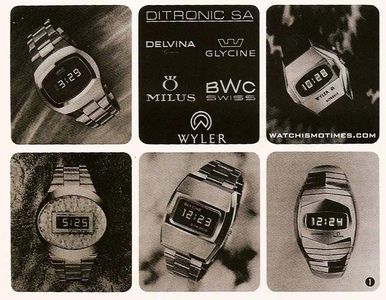 LED watches, Ditronic Glycine retro watches