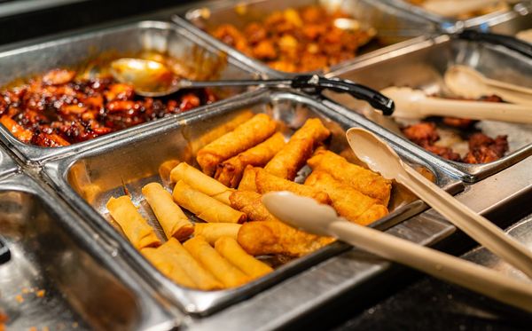 food trays with delicious dishes