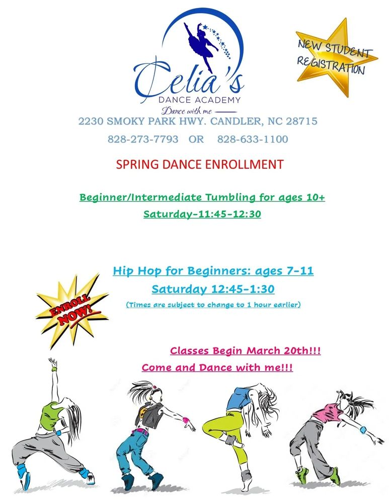 Celia's Dance Academy Spring and Summer Classes in Tumbling and Hip Hop