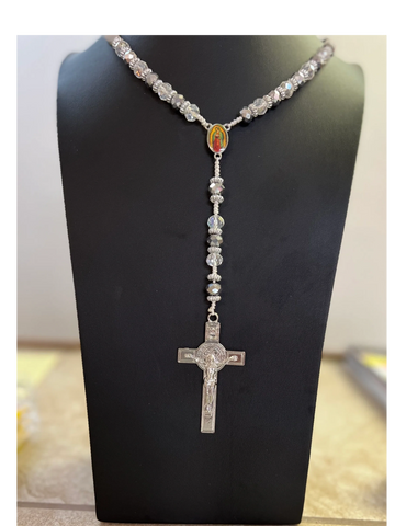 Clear Silver Prayer Beads