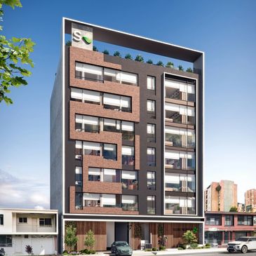 Diseño arquitectónico y fachada de el edificio Serendipia en Chapinero, Bogotá.