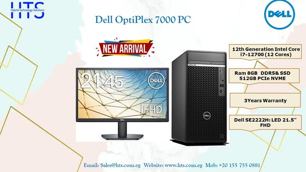 Dell OptiPlex7000 Mini Tower 12th  Intel Core i7-12700 (12 Cores- 8GB  DDR5 , M.2 2230 512GB  SSD