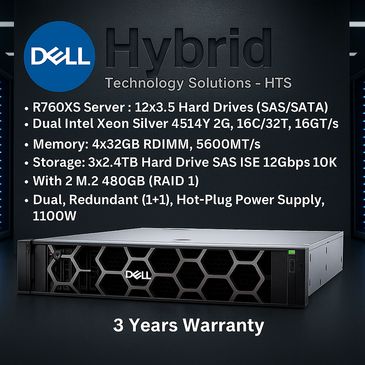 Dell PowerEdge R760XS
Dual Intel® Xeon® Silver 4514Y (16C/32T)