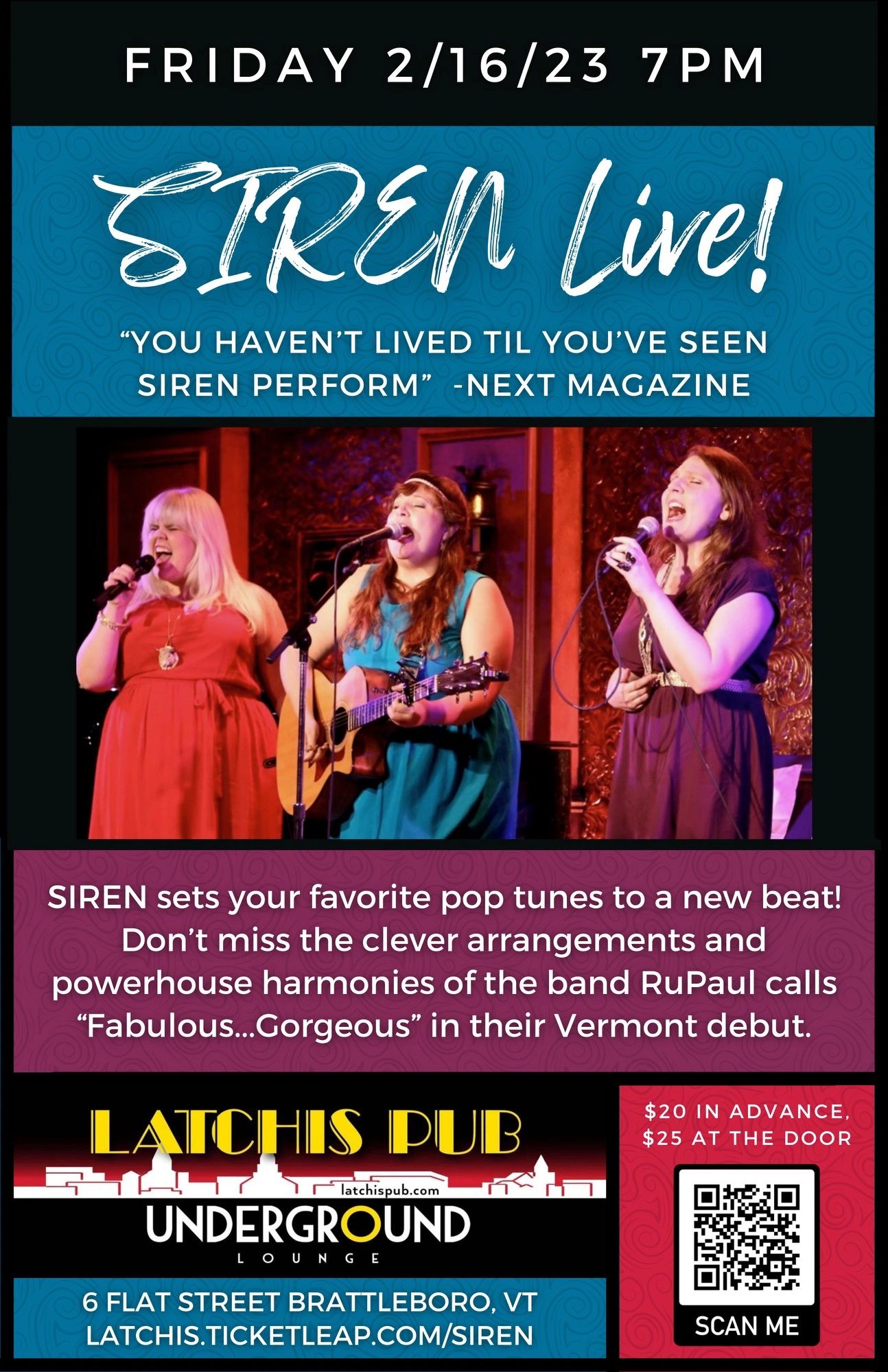 SIREN, a NYC-based trio featuring Shanna Sharp (vocals/guitar), Colleen Harris (vocals/precussion) a