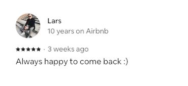 Positive Airbnb review from Lars.